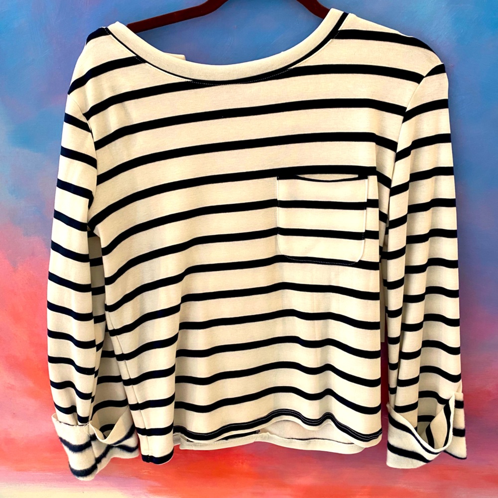NWT bishop + young Stripe Back Lace Up Top S